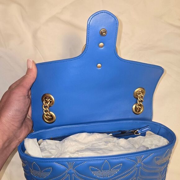 GUCCI ADIDAS X GUCCI GG MARMONT Small Shoulder Leather Bag New - Picture 8 of 13